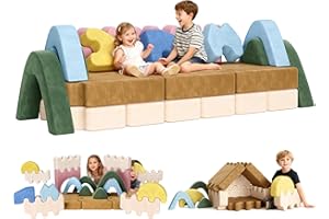 CoziBB 22Pcs Modular Kids Play Couch, Toddler Couch with Convertible and Multifunctional Foam for Inspiring Child Creativity, Kids Couch for Playroom Bedroom - Junlge Theme