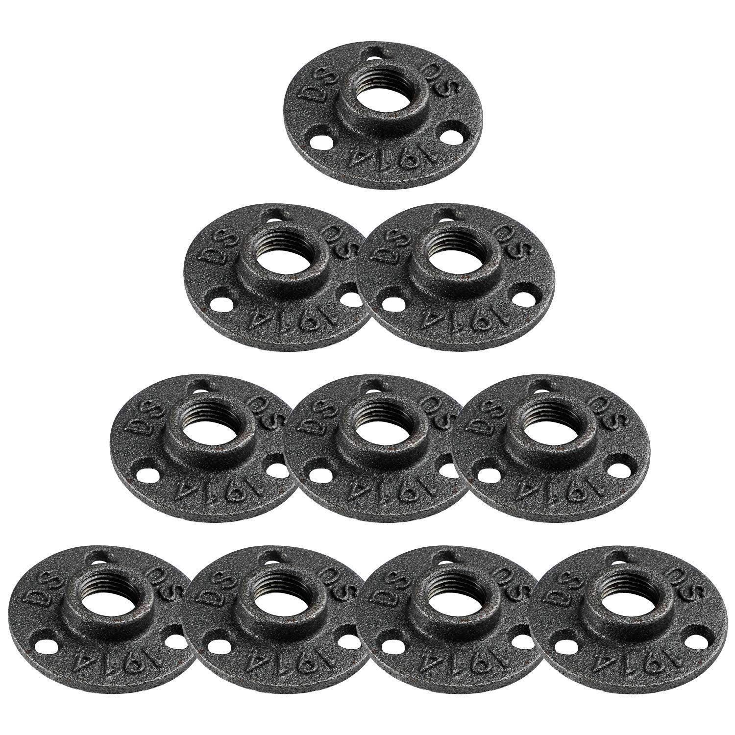 10pcs 1 2 Inch Floor Flange Industrial Steel Malleable Cast Iron