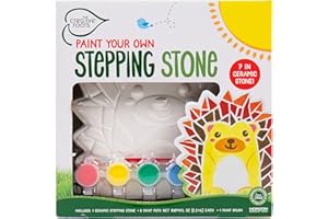 Creative Roots Mosaic Hedgehog Stepping Stone, Includes 7-Inch Ceramic Stone & 6 Vibrant Paints, DIY Garden Stepping Stone Kit for Kids Ages 6+