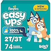 Pampers Training Pants - Easy Ups Boys & Girls Bluey - Size 2T-3T, 74 Count, Children's Potty Underwear (Packaging May Vary)