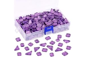Swpeet 1 Pound Purple Shine Crystal Series Mosaic Tiles Assortment Kit, Square and Triangle Genuine Mosaic Tiles Glitter Crystal Mosaic Perfect for Home Decoration Crafts Supply