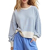 Gacaky Womens Striped Oversized Sweatshirts Classic Crew Pullover Tops 2025 Fall Hoodies Fashion Y2K Outfits Clothes