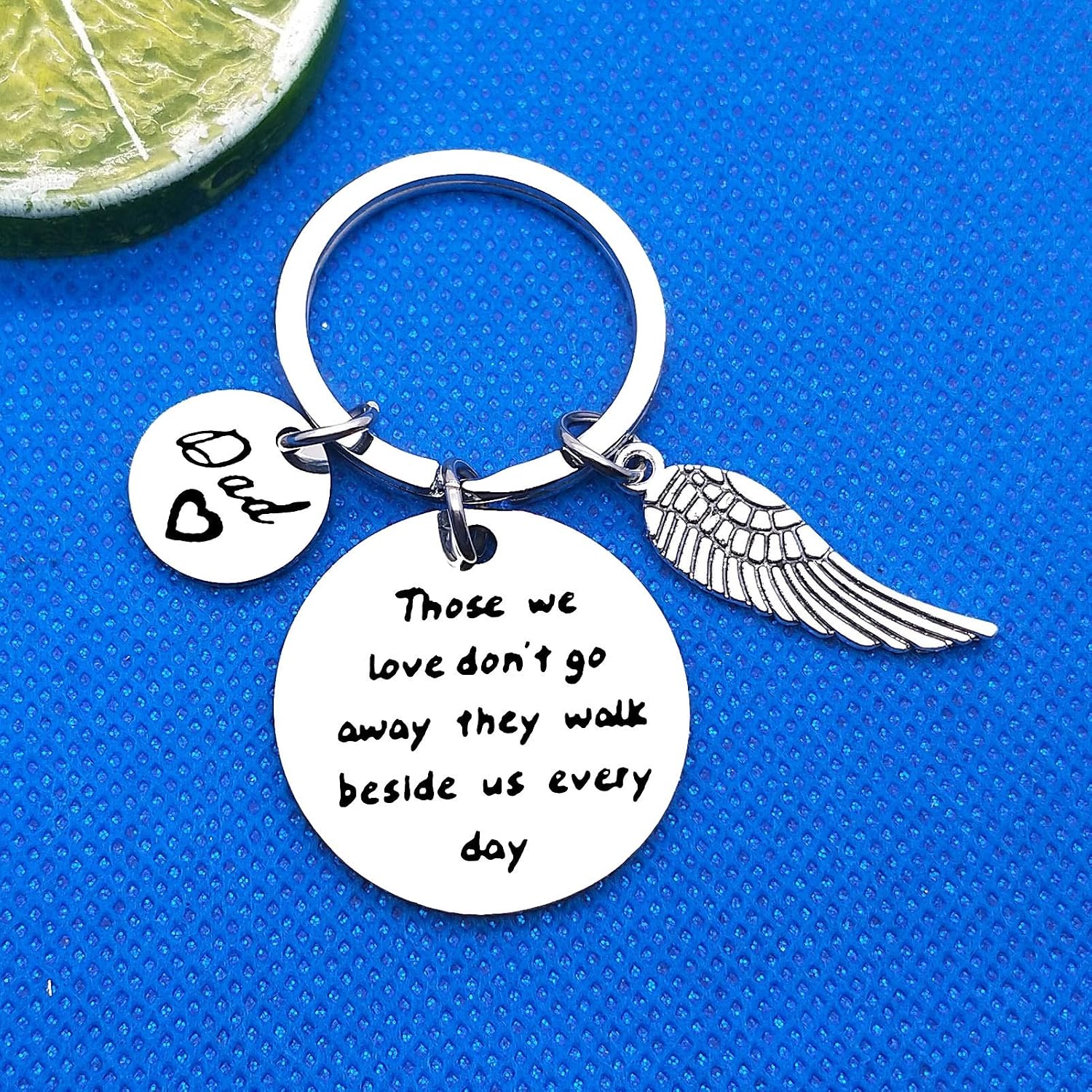 Baixian Dad Memorial Gifts Keyring Loss of Father Keyring Those We Love Don't Go Away They Walk Beside Us Every Day In Memory of Dad Gifts Memorial Keychain Remembrance Sympathy Gift For Father - Image 3