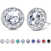 MILACOLATO Rhinestone Dance Competition Earrings Hypoallergenic Sterling Silver Post Stud Earrings 15mm Halo Crystal Stud Earrings for Dance Competitions Stage Opera Performance Wedding Bridal Earrings for Women