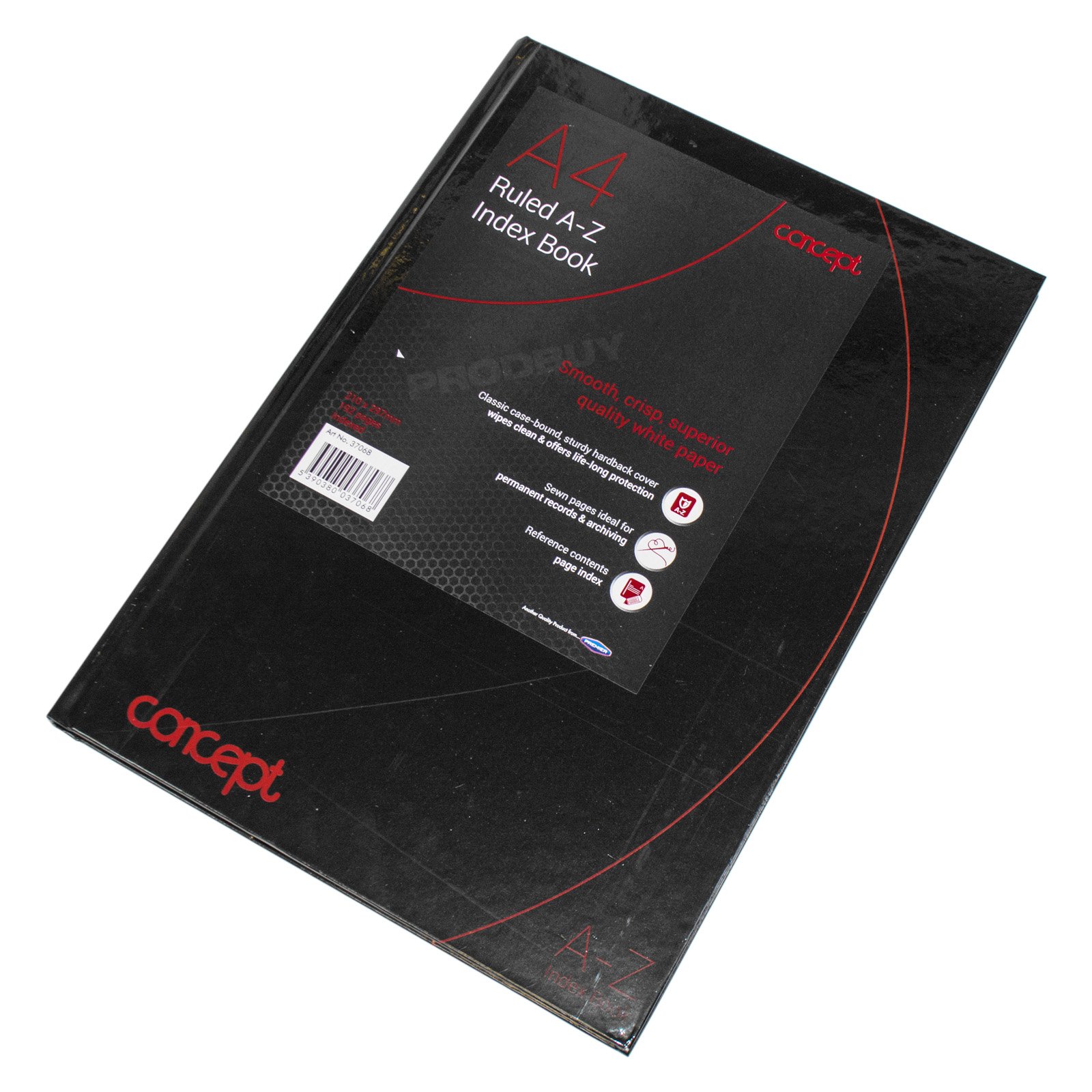 Concept A4 A-Z Tabbed Address Index Book Hardback Paper Black Notebook Organiser