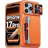 Vizvera for iPhone 17 Pro Case Wallet RFlD [Cards Holder][Camera Control][Camera Cover] Full Body Rugged Shockproof Silicone Protective Phone Case for iPhone 17 Pro 6.3'' 2025(Spritz Orange)