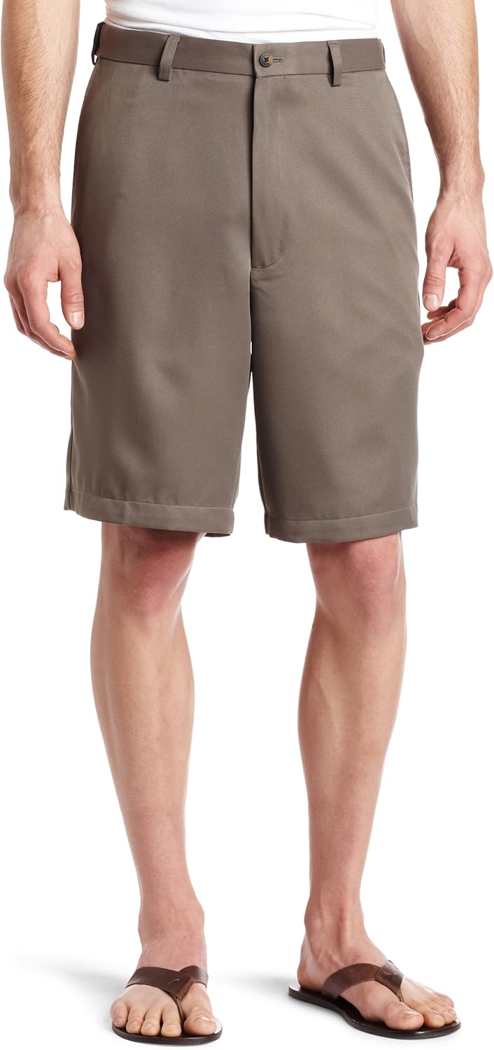 Haggar Men's Cool 18 Gabardine Hidden Expandable-Waist Plain-Front Short at  Men’s Clothing store: Golf Shorts