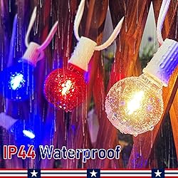 4th of July String Lights, 25FT G40 Red White and