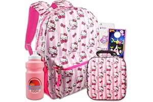 Hello Kitty Backpack with Lunch Box - Bundle with Backpack, Lunch Bag, Stickers, More | Hello Kitty School Supplies for Kids
