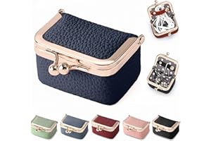 Zivyes Mini Jewelry Box Travel Small Coin Purse Organizer Case Genuine Leather Tiny Size (Blue)