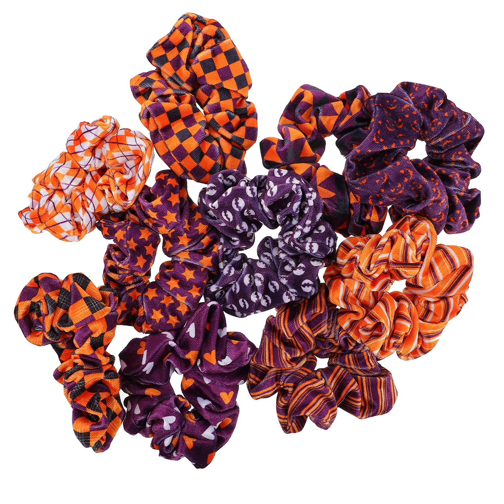 Lurrose 10pcs Pumpkin Hair Scrunchies Halloween Hair Ties Soft Elastic Hair Bands Hair Accessories for Women Girls