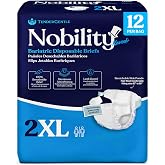 2XL Adult Diapers for Women and Men - 12 Bariatric Disposable Briefs with Tabs and Stretchable Side Panels - Breathable with Maximum Absorbency