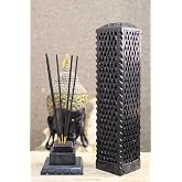 KC KULLICRAFT Handmade Marble Black Soapstone Incense Stick Burner | Candle Stick Holder | Tea Light Burner - Perfect Jaali Carving for Gifting. Decorative Home and Kitchen Decor (3 x 3 x 11 Inches).