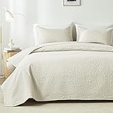 akkialla King/Cal King Quilt Set,Cream Lightweight Bedspread with Coin Pattern, Soft Microfiber Coverlet for All Seasons, Breathable and Skin-Friendly Fabric (1 Quilt, 2 Pillow Shams)
