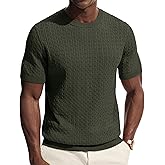 PJ PAUL JONES Mens T-Shirts Short Sleeve Textured Knit Shirt Casual Hollow Out Tee Shirts Crewneck Pullover Tees