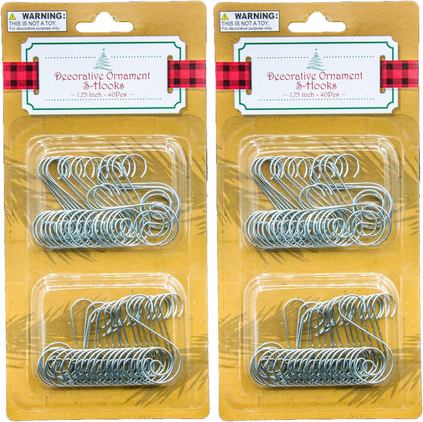 Ornament Hooks - Regent Christmas Ornament Hooks (80 Count Total) Decorative S Hooks, Silver, 1.75 Inch