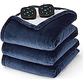 Bedsure Electric Blanket Queen Size - Dual Control Heated Blanket Queen, Fast Heating with 10 Time Settings & 10 Heat Settings, Warm Gifts for Grandma, Women, Men (84x90 inches, Navy)