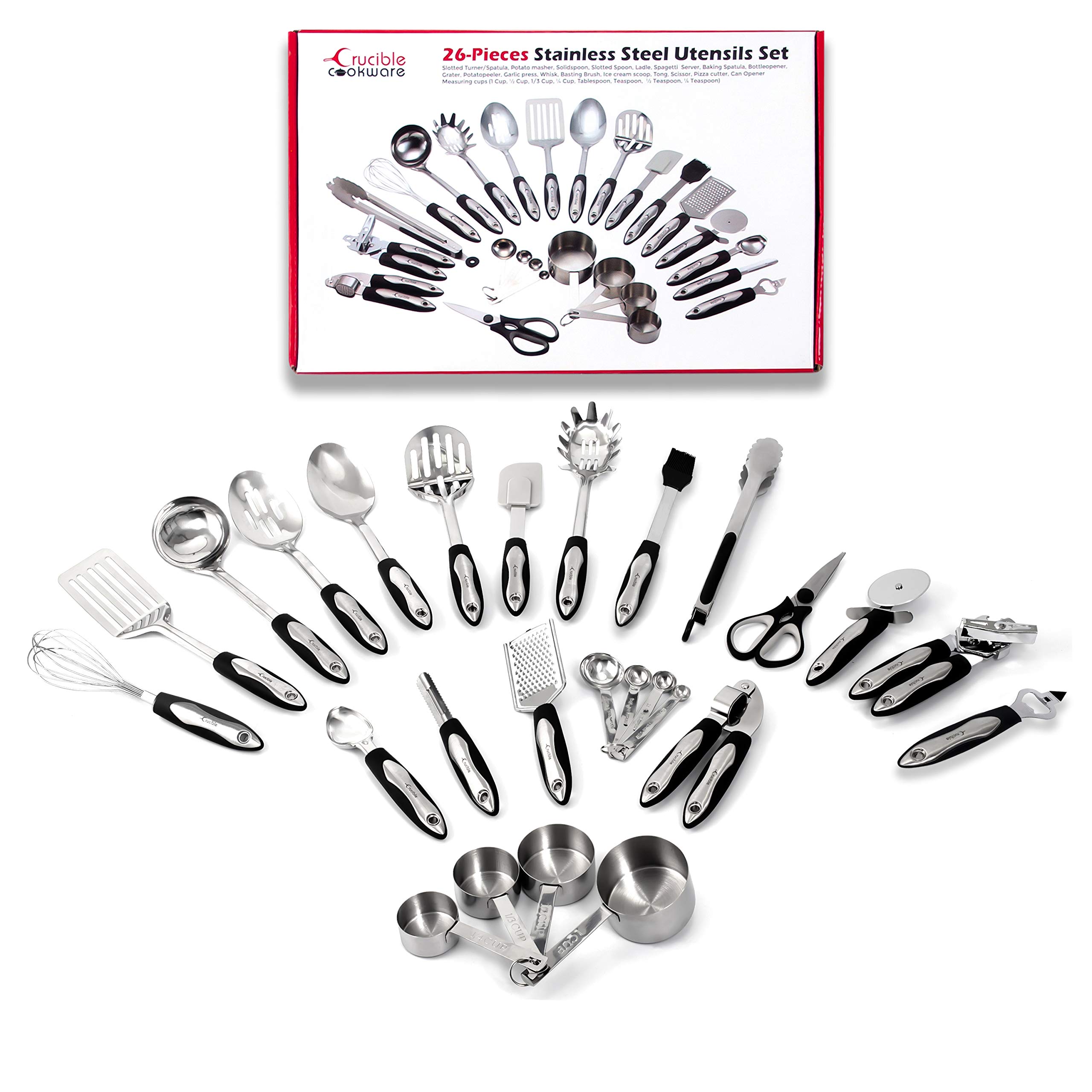 Utensils Set 26Piece Complete Stainless Steel Cooking Kitchen Tools