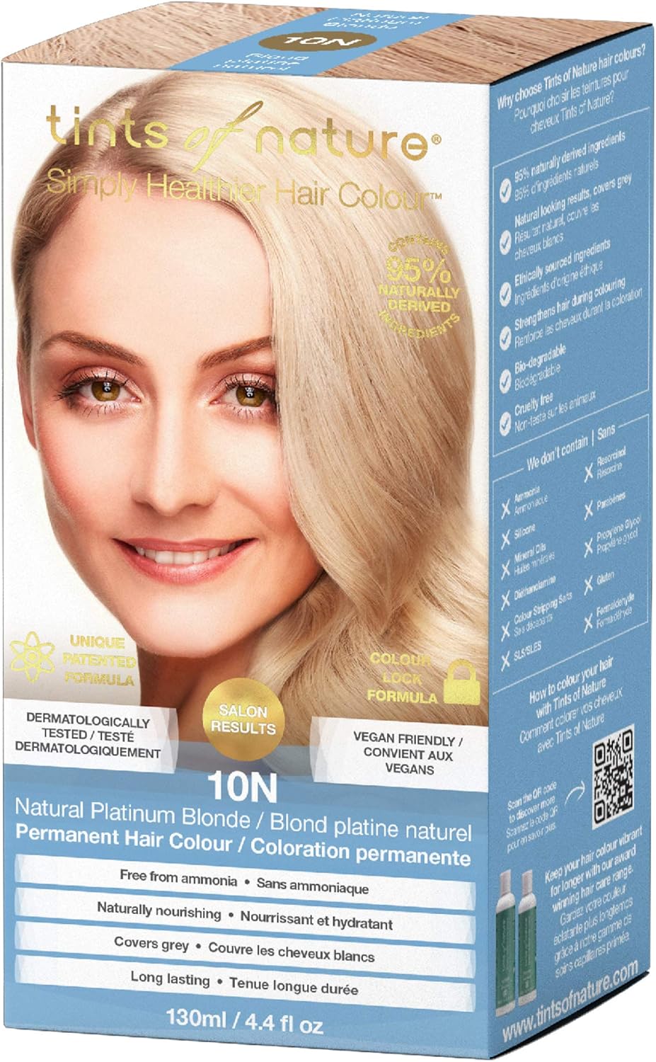 Tints of Nature 10N Natural Platinum Blonde Permanent Hair Dye, Nourishes Hair and Covers Greys, Ammonia-Free, 130ml - Image 4