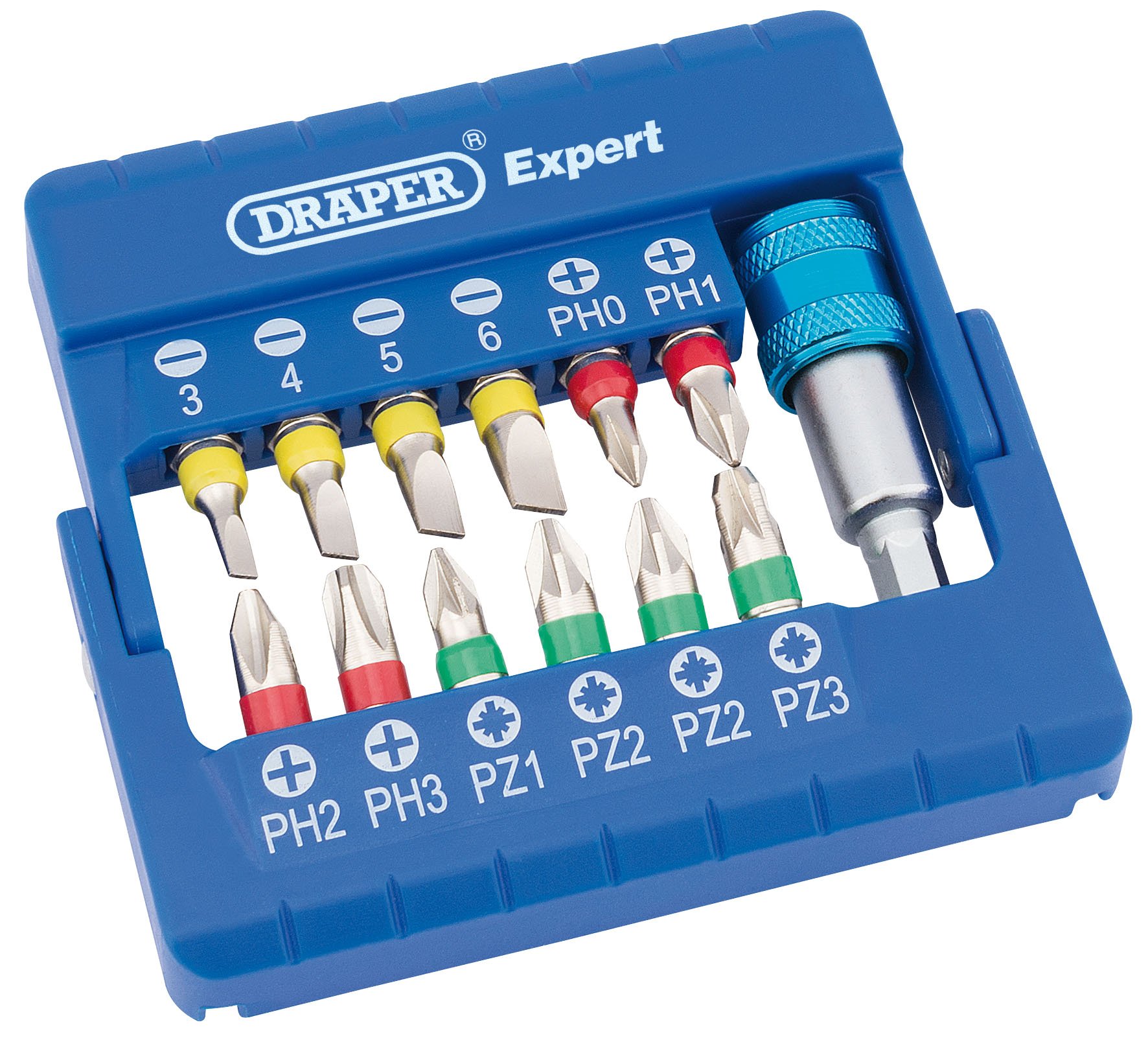 Draper 82401 Coloured Screwdriver Bit Set with Magnetic Holder (13 Piece)