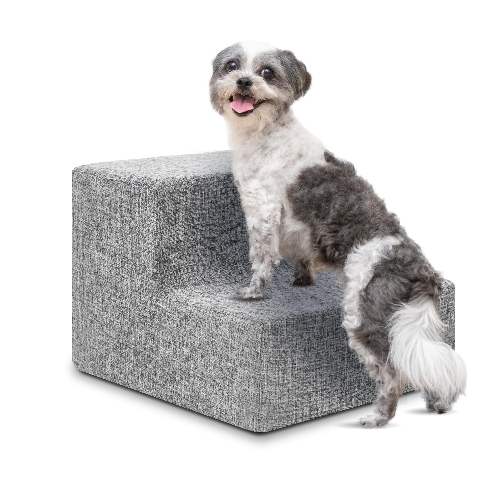 Photo 1 of Best Pet Supplies Dog Stairs & Steps - Foam Steps for Small Dogs & Cats, Non-Slip Indoor Balanced Pet Step Support, Dog Ramp, No Assembly, Ash Gray Linen, 2-Step (12-inch Height)