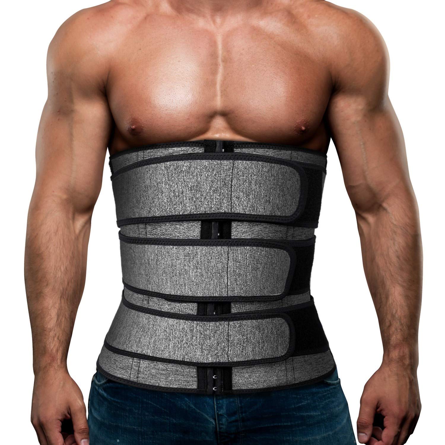 Mens Workout Waist Trainer Neoprene Corset Sauna Sweat Trimmer Cincher