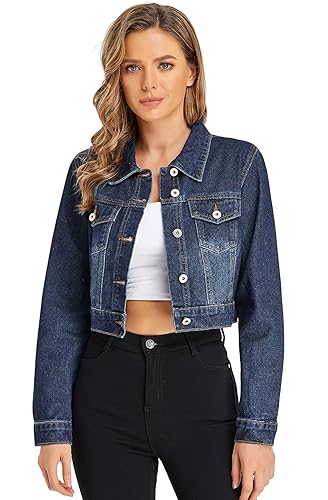 Blue Denim Large Tall Denim Jacket Dilgul Cropped Jean Jacket