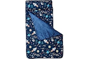 Toddler Nap Mat with Pillow, 42x21 Inch Portable Anti-Kick Toddler Sleep Mat with Name Pocket Cute Comfort for Home, Preschoo