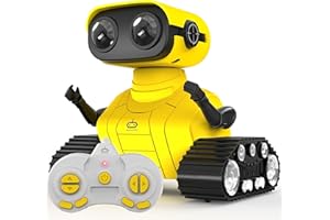 AOVIKOOD Rechargeable Robot Toys for Boys Girls, 2.4GHz RC Robot Toy with Flexible Head & Arms for Kids, Remote Control Robots Toy with Music and LED Eyes, Gift for Children Age 3 Years and Up