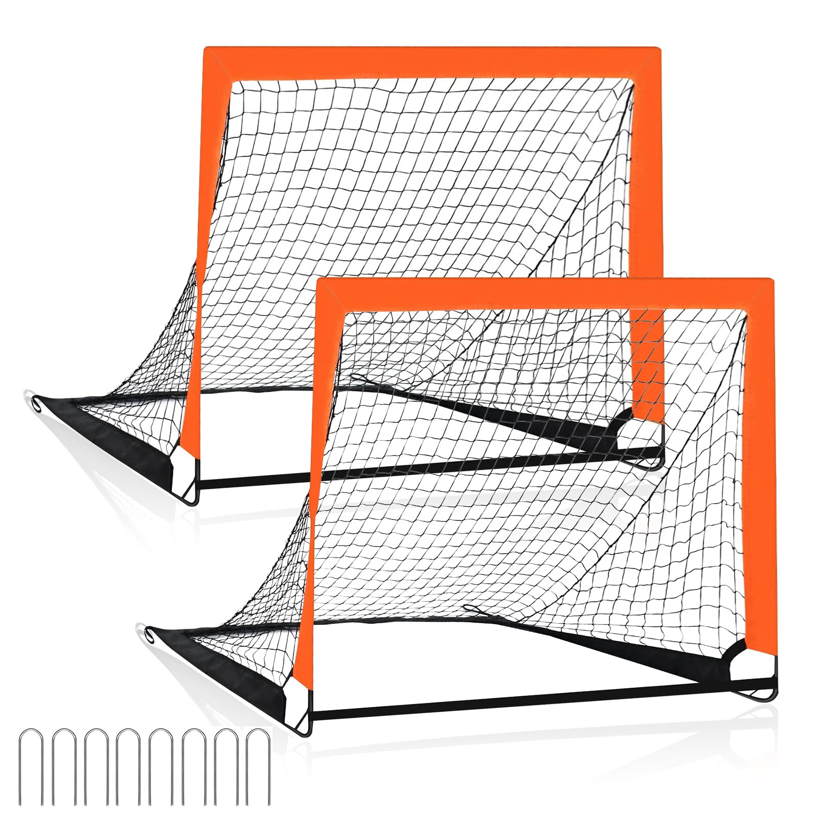 Artanchao 2 Pack Portable Football Goals for Kids,4 x 3 ft Kids Football Training Equipment for Garden, Indoor & Outdoor, Impact-Resistant Fibreglass Structure