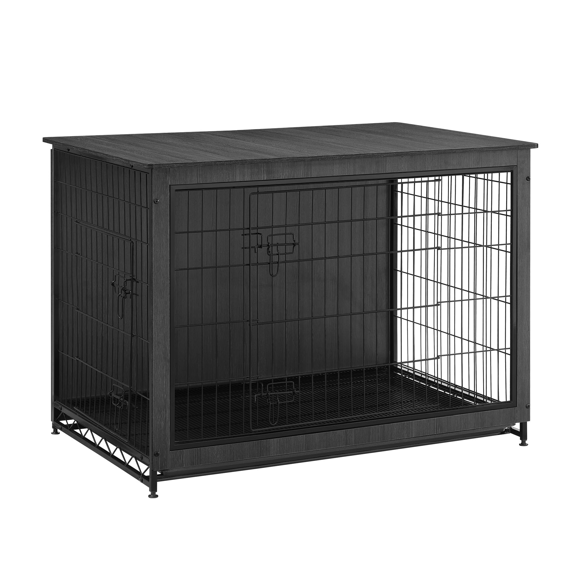 Photo 1 of Feandrea Dog Crate Furniture, 44.1" Side End Table, Modern Kennel for Dogs Indoor up to 80 lb, Heavy-Duty Dog Cage with Multi-Purpose Removable Tray, Double-Door Dog House, Ink Black UPFC004B01