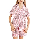 HMPEAIIY Cute Monkey Pajamas Set for Girls, Kids Summer Button Down Matching Y2k Loungewear PJs Christmas Thanksgiving Gift