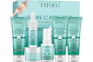 FITOEG Teen Women Gifts,Skin Care,Skincare,Hydrate,Oil Control,Pore Shrinking,Anti-Allergy Facial Skin Care Routine Kit Travel Size Gift Set Stocking Stuffers for Teen Girls 10-12 16-18 & Women for All Skin