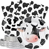 Celee 40 Guests Cow Print Party Decorations Set – Farm Birthday Plates and Napkins, Barnyard Animal Party Supplies Disposable Tableware Kit
