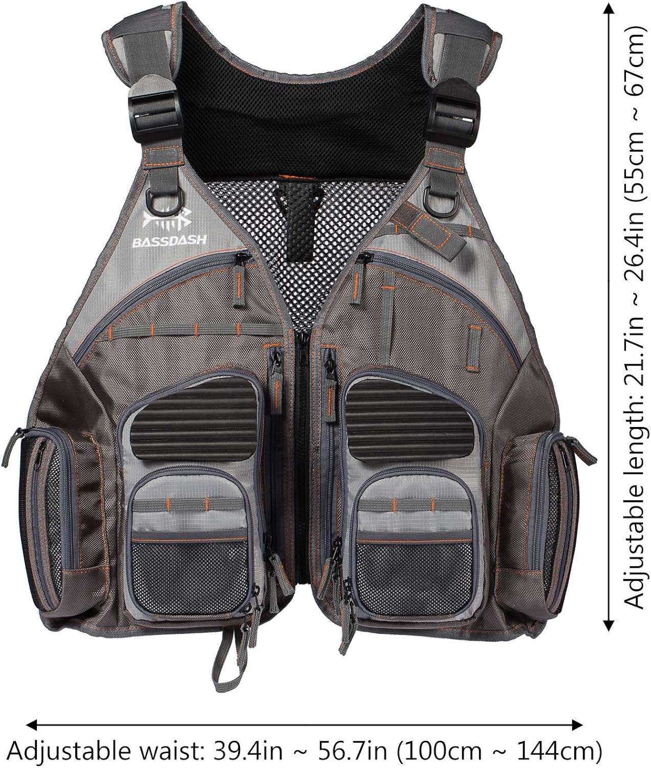 Bassdash Strap Fishing Vest Adjustable for Men and Women, for Fly Bass Fishing and Outdoor Activities: Clothing