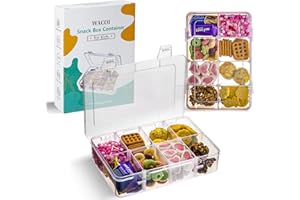 WACOI Snack Box Container for Kids-8 Compartments, Snack Containers with Adjustable Dividers, Easy to Use, Food Grade, BPA Free,Reusable Food Storage Containers for School Lunches, Travel, 1Pack