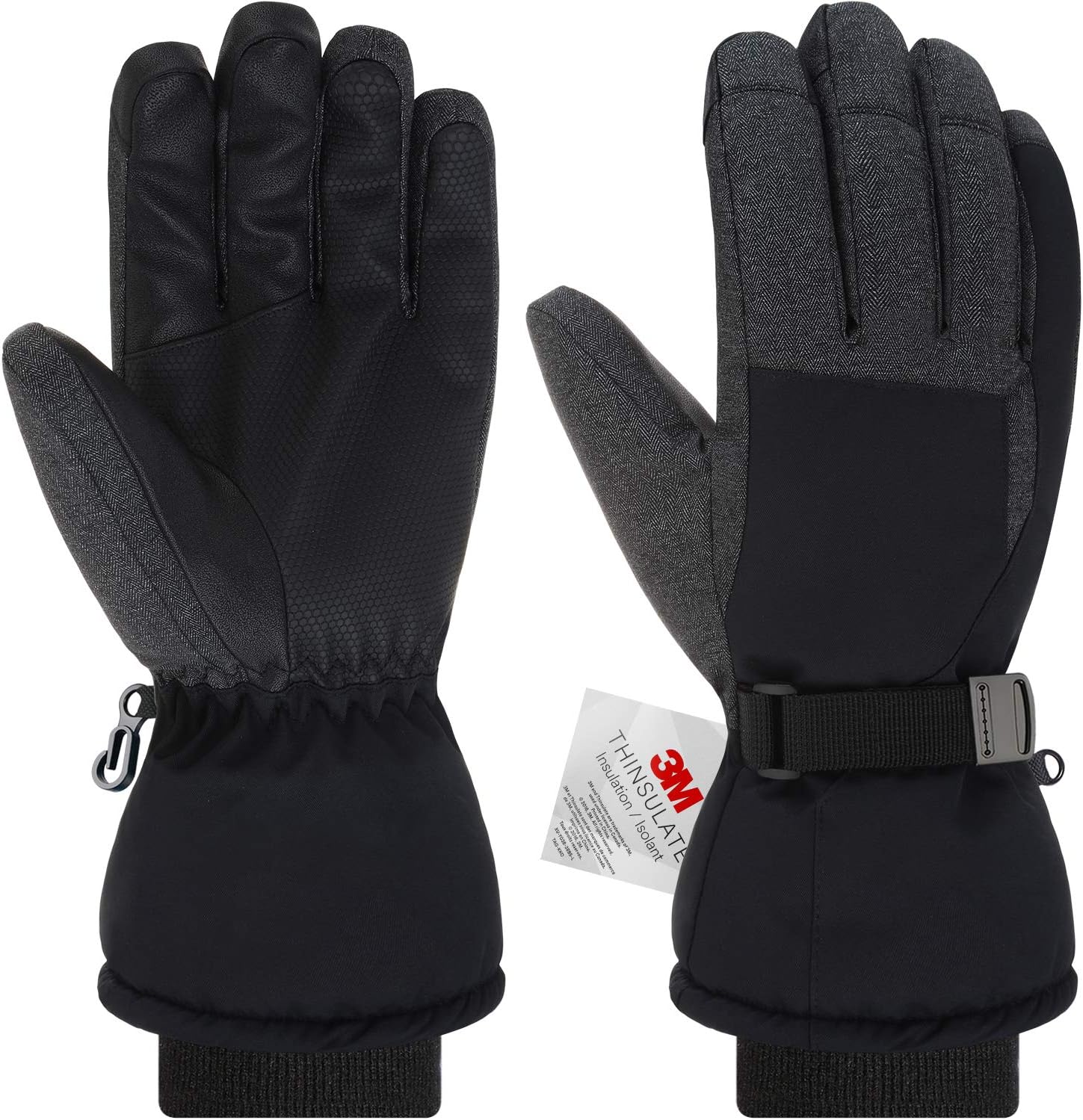 Andake Men's Waterproof Windproof Breathable Warm Ski Snowboard Outdoor Gloves with 3M Thinsulate Insulation and Touch Screen Compatibility
