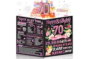 OLOSONG 70th Birthday Card for Women,Jumbo Pop Up 70th Birthday Cards for Her Friend,Back In 1956 Happy 70 Year Old Birthday Decorations for Wife Daughter Mom Funny Birthday Gifts,Rose Gold