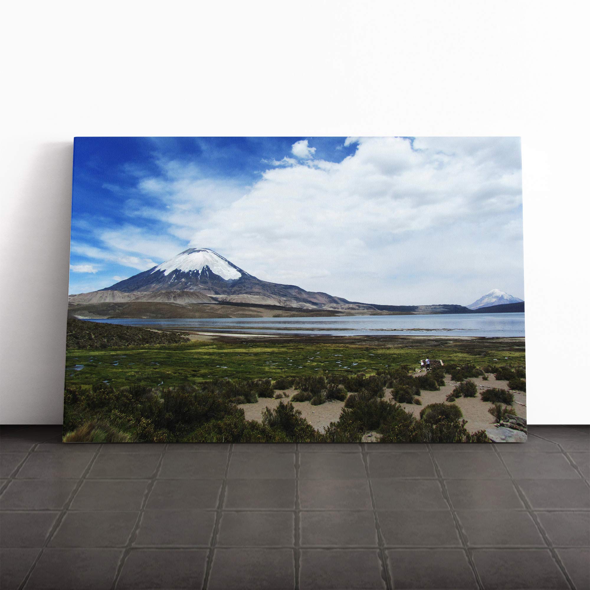 Landscape Volcano Parincota Chile Canvas Print | Gallery Wrapped 30mm Frame Wall Art | 20x14 inches | Ready to Hang | Modern Landscape Picture | Living Room Bedroom Lounge Office