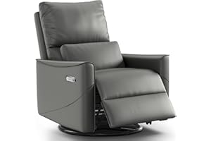 SUSALT Power Swivel Rocker Recliner Chair for Adults, Glider Nursery Reclining Chair with Lumbar Support, Electric Recliner with USB Type-C Ports, Rocking Recliner for Living Room, Nursery