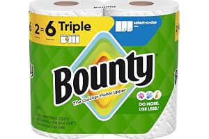 Bounty Select-A-Size Paper Towels, White, 2 Triple Rolls = 6 Regular Rolls