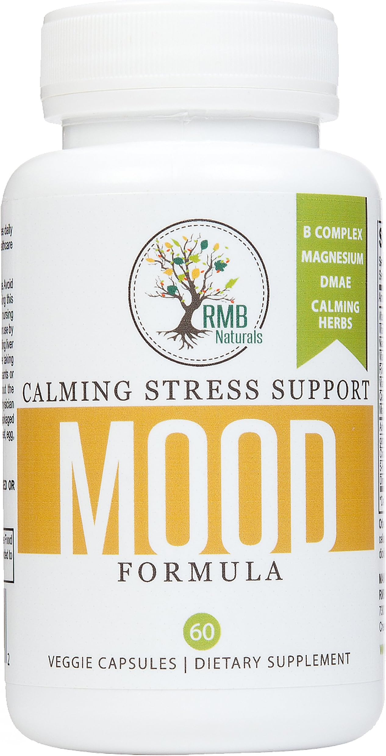 Soothing Mood Enhancer - Anxiety & Stress Relief Supplement - Calm Your Mind - Drug Free Brain Support 60 Fast Acting Veggie Caps RMB Naturals