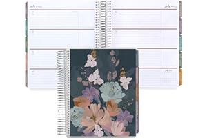 Erin Condren 7x9 Coiled Life Planner (July 2024 - December 2025) - Bold Blooms Classic Cover, Horizontal Layout, Bold Blooms Theme, Platinum Coil