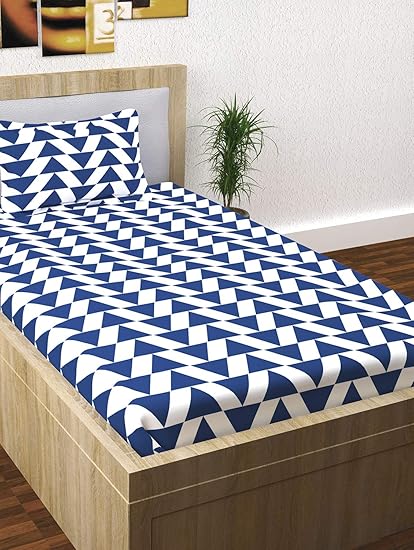 Story@Home Fantasy 120 TC Cotton Single Bedsheet with Pillow Cover - Blue