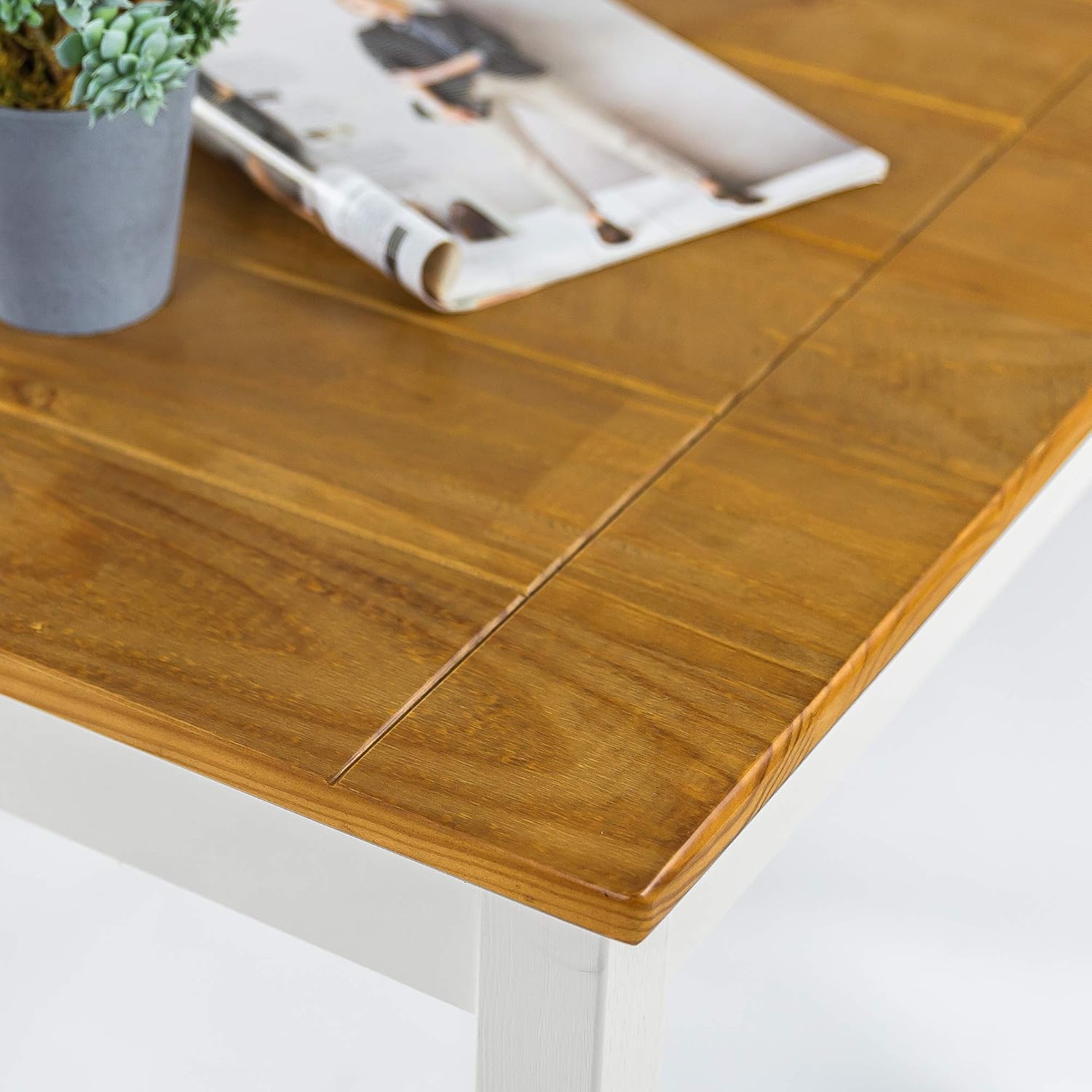 Zinus Becky Farmhouse Square Wood Dining Table: Furniture & Decor