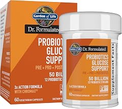 Garden of Life Dr. Formulated Glucose Support Probiotics with Chromax, 60ct | Pre, Pro & Postbiotics, Digestive Health, Immun