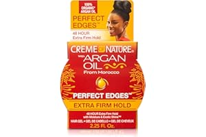 Creme of Nature Perfect Edges™ Extra Firm Hold Gel, 48-Hour Sleek Style Edge Control with 100% Moroccan Argan Oil, Stocking Stuffer for Her, Non-Flaking, 2.25 oz
