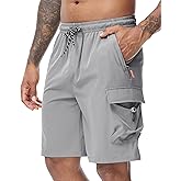 Men's Cargo Hiking Shorts Elastic Waistband Stretch Short Shorts for Men no Lined with 5 Pockets