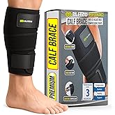 BLITZU Calf Brace for Torn Calf Muscle, Adjustable Neoprene Compression Sleeve for Women, Men, Runners. Support Wrap for Shin Splints, Strain, Tear, Lower Leg Tibia Injury, and Pain Relief. S-M
