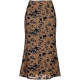 Allegra K Mesh Fishtail Skirt for Women Floral High Waist 2025 Fall Winter Bodycon Y2K Witchy Midi Skirts